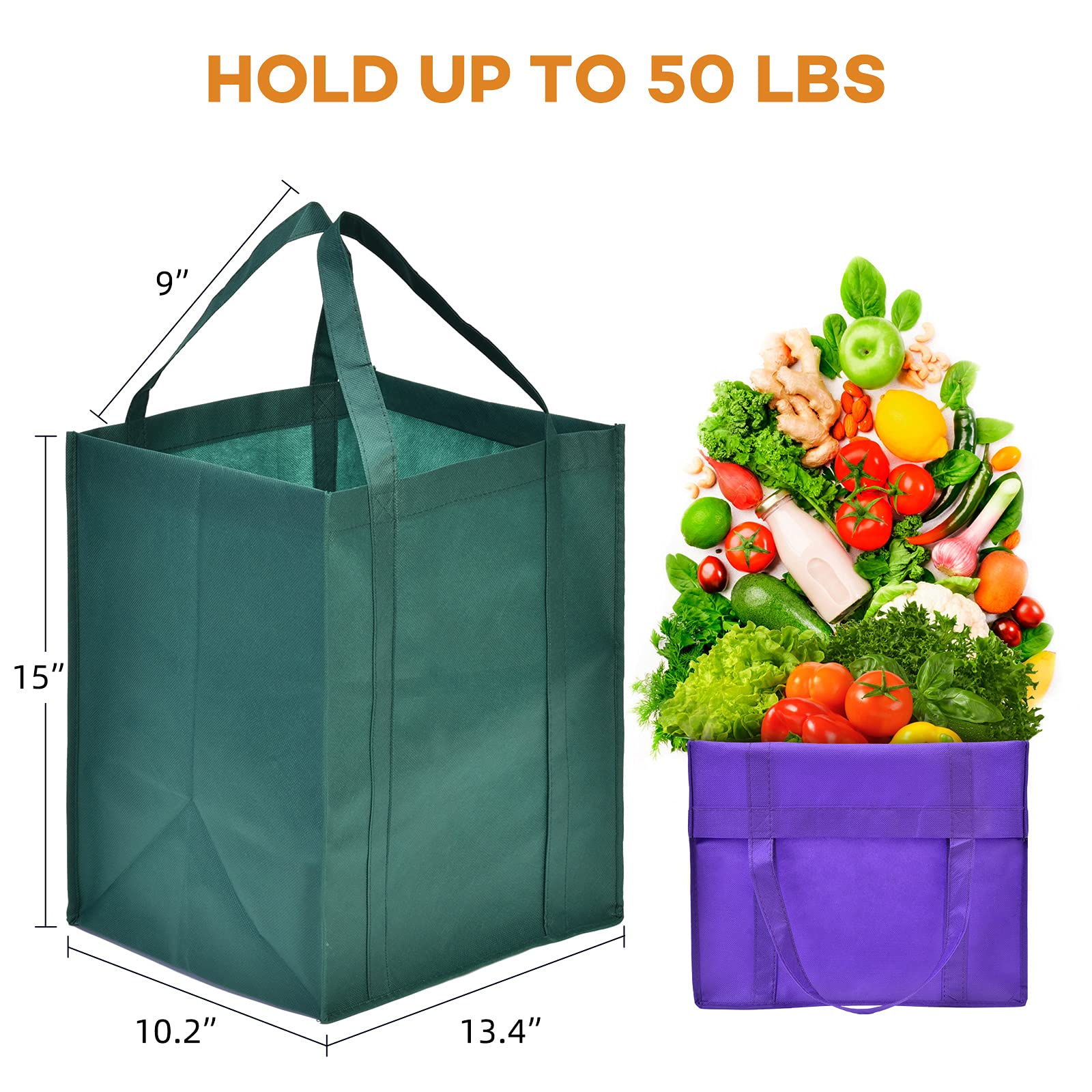 JERIA large foldable tote bag with spacious interior for groceries.
