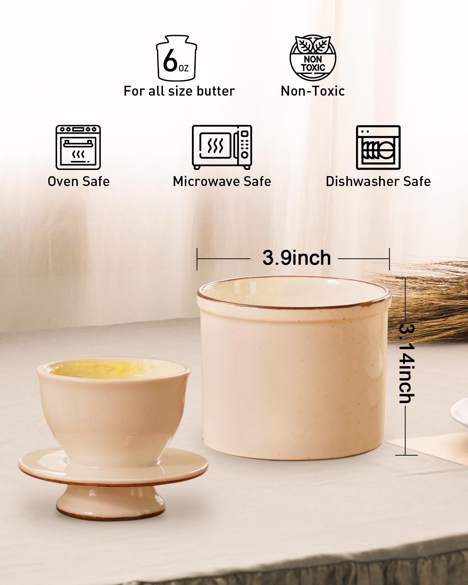 Jersinwei butter dish lid cup provides easy access to spreadable butter