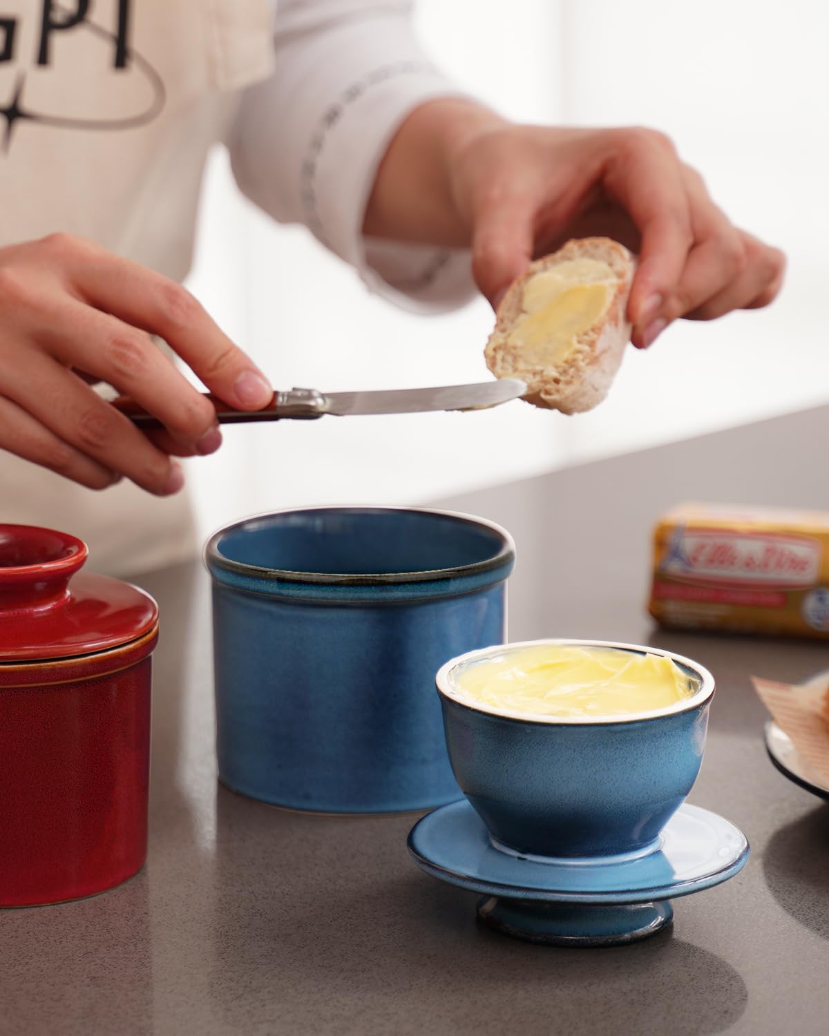 Jersinwei on the counter for convenient butter storage and access.