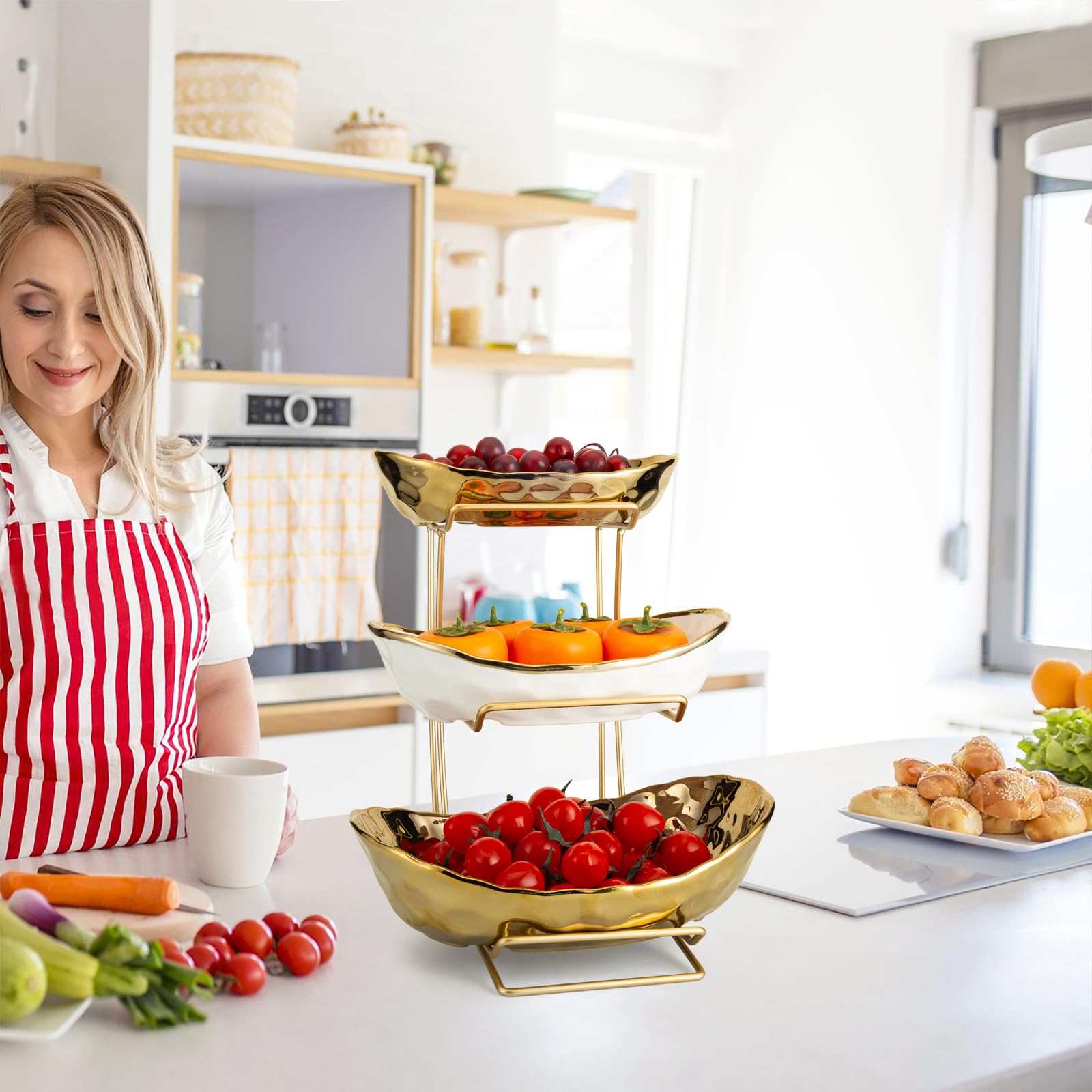 Jessie ceramic bowls with glossy glaze highlighting premium finish for fruits and snacks.