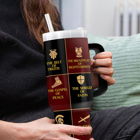 Jesuspirit Armor of God tumbler lid closeup showing secure seal
