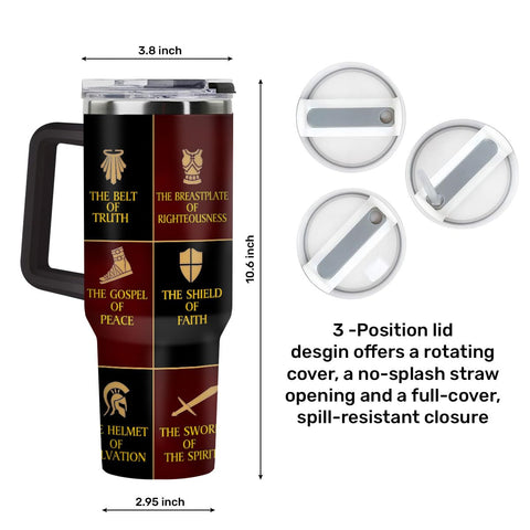 Jesuspirit Armor of God tumbler side view showing durable build and size
