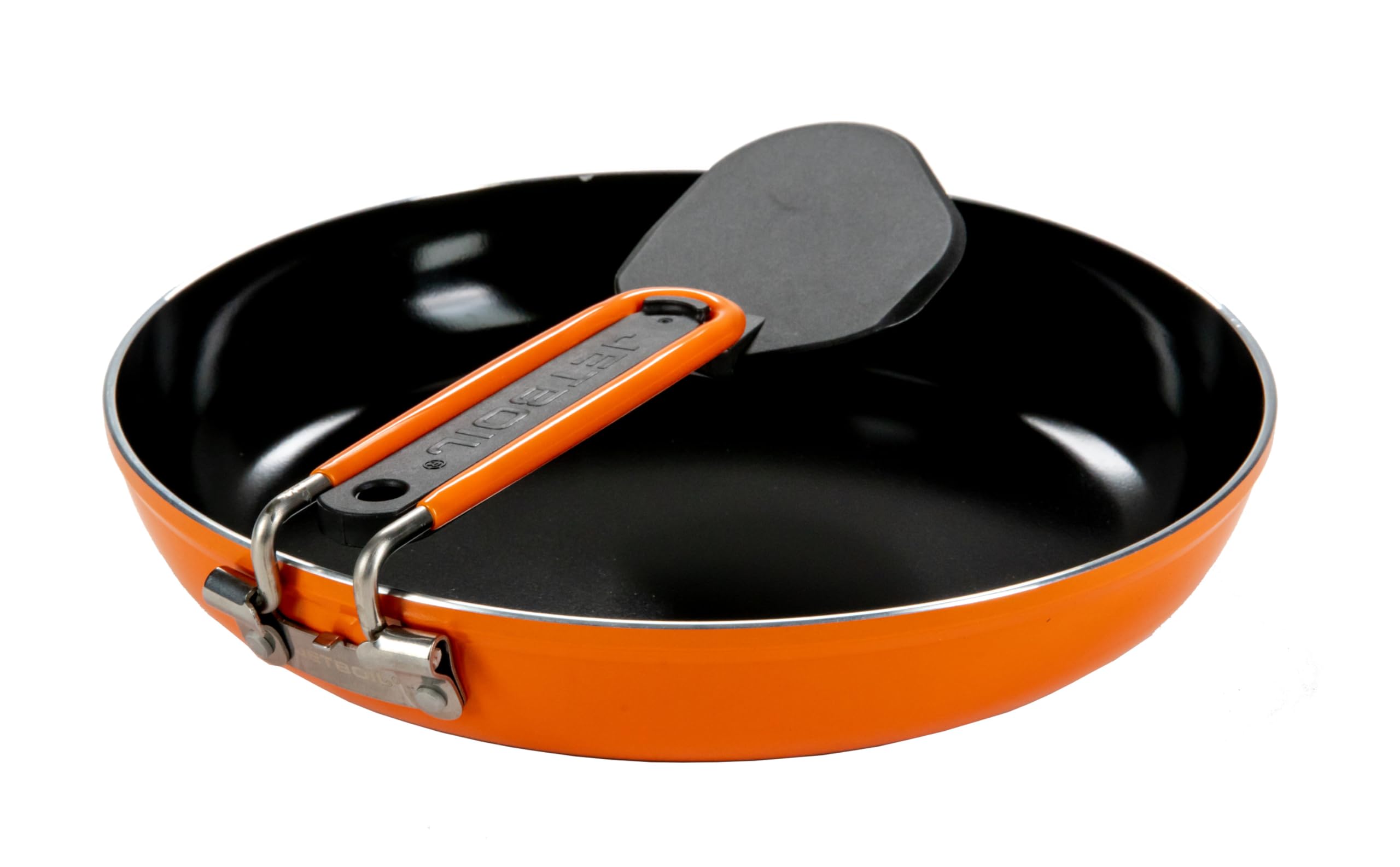 Jetboil Summit skillet showing easy egg release on nonstick surface.