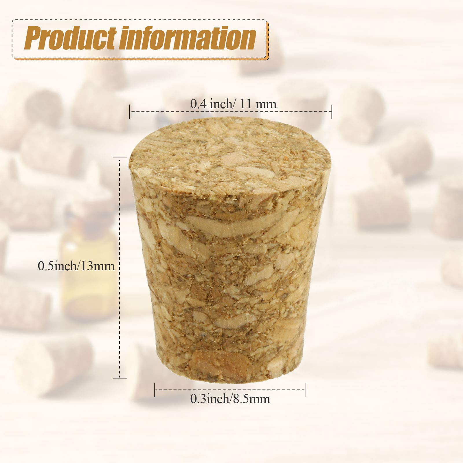 Jetec conical cork stopper with tapered shape seals bottle mouths securely