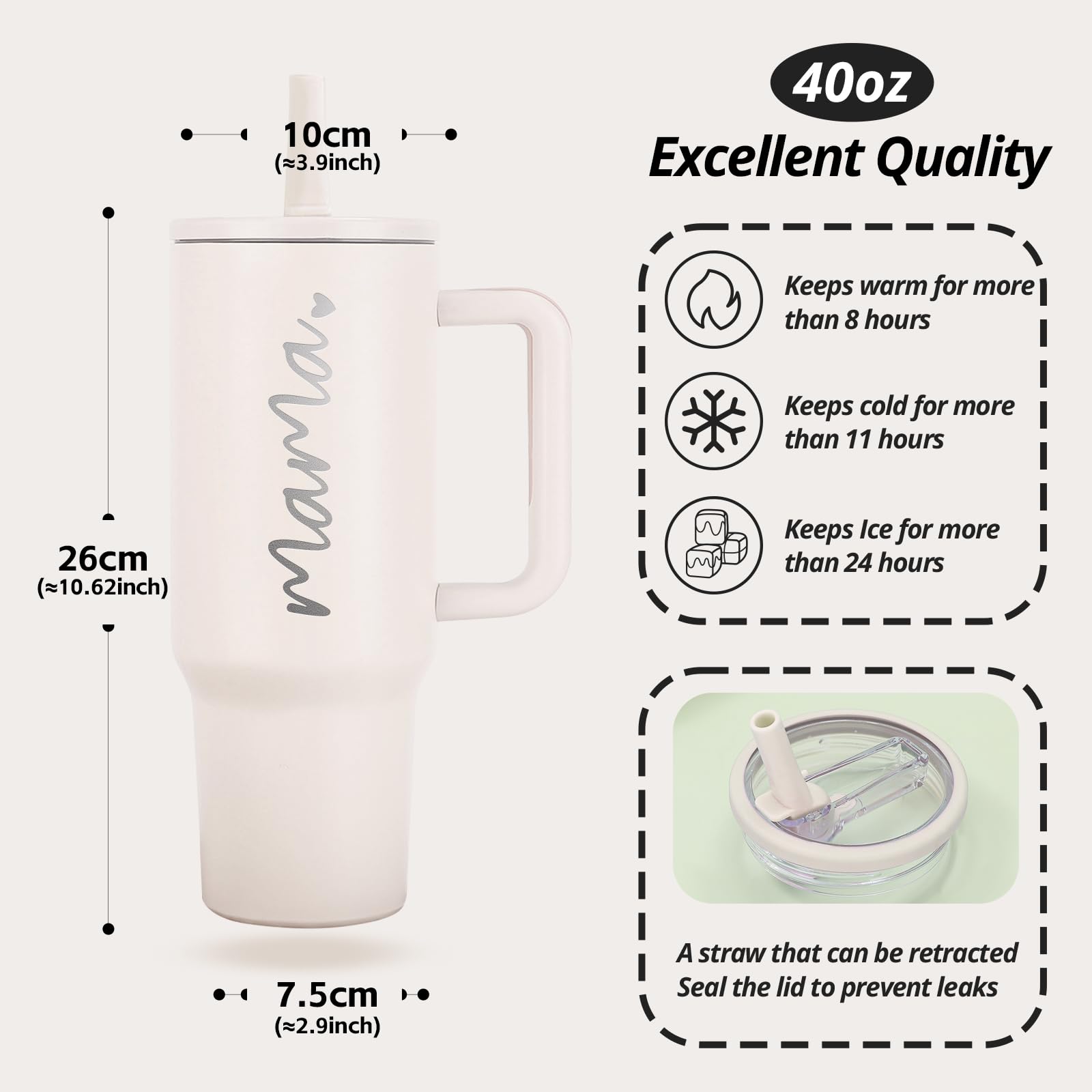 JETIKON Mama tumbler gift-ready with stylish white exterior