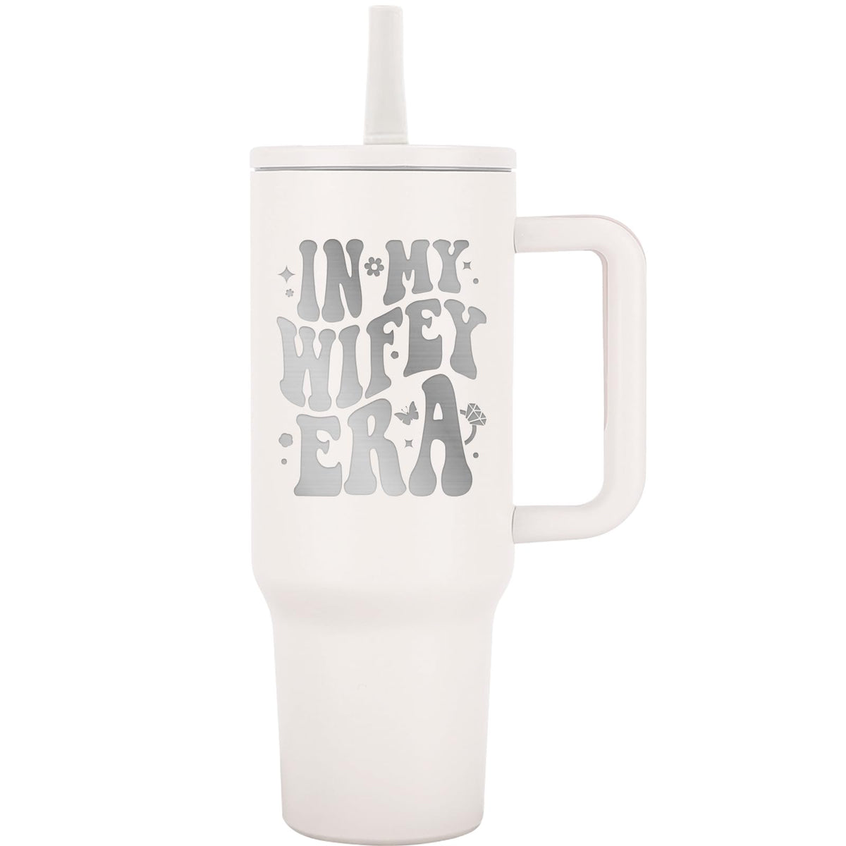 JETIKON In My Wifey Era 40oz tumbler with handle for easy on-the-go grip.