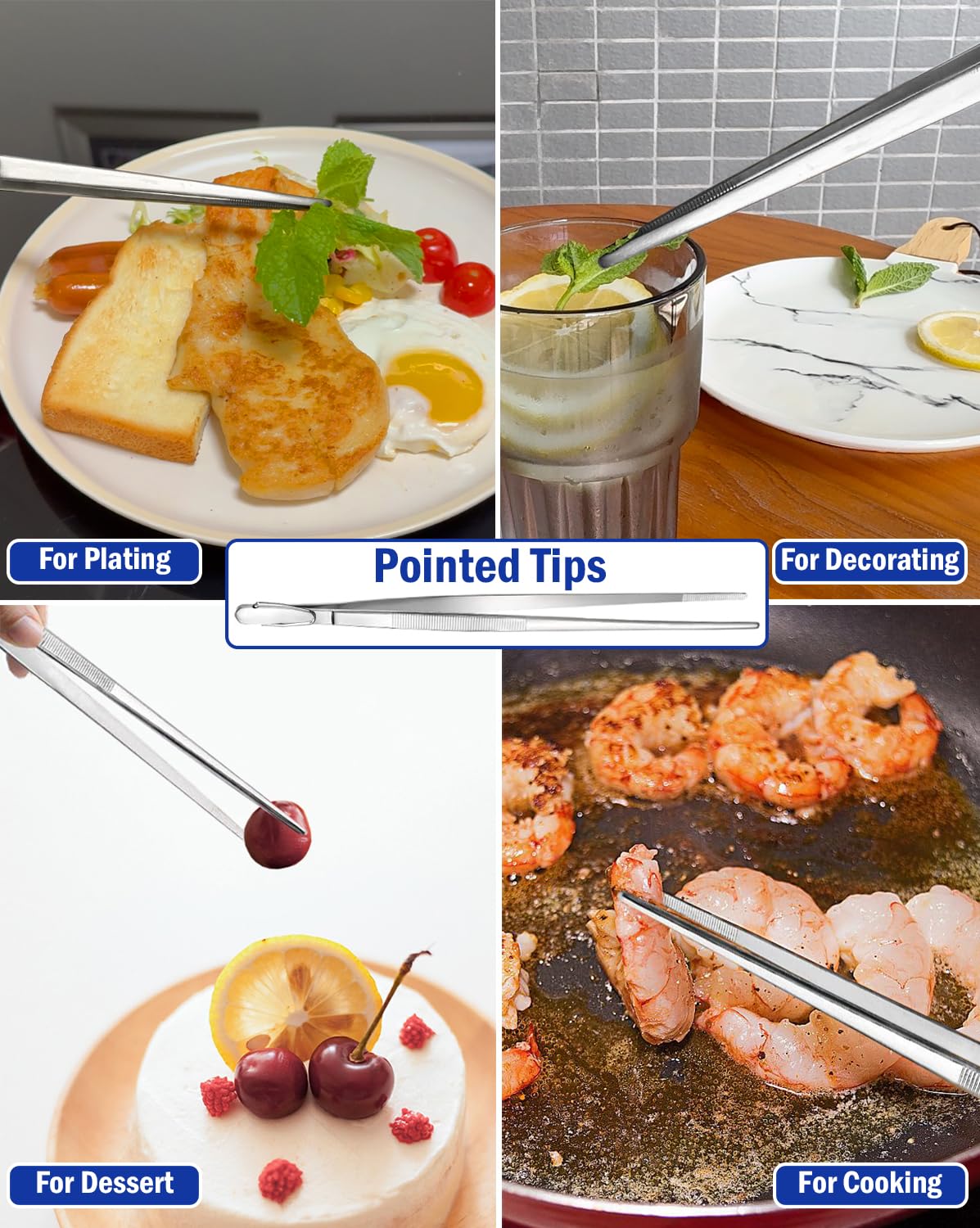 JETKONG 10-inch tweezer with safety grip for hot dishes.