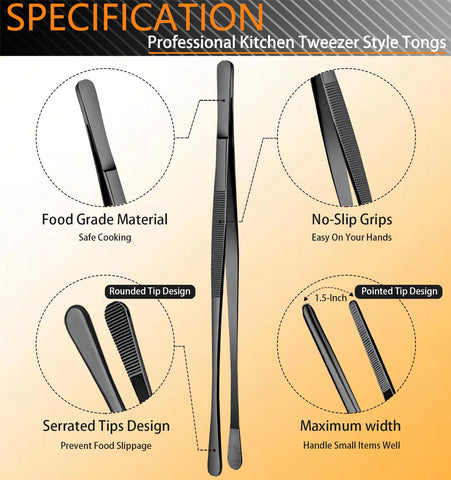 Jetkong 12inch precision tweezers in use near pans for reach