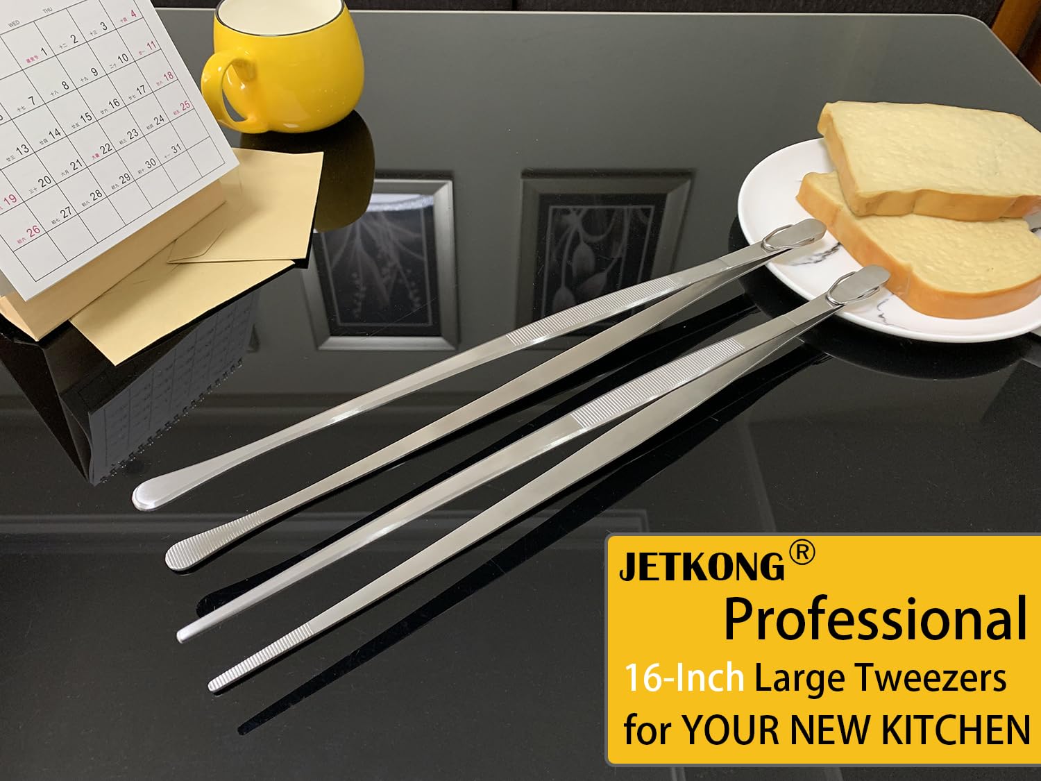 JETKONG 16-inch tweezers made of dishwasher-safe stainless steel