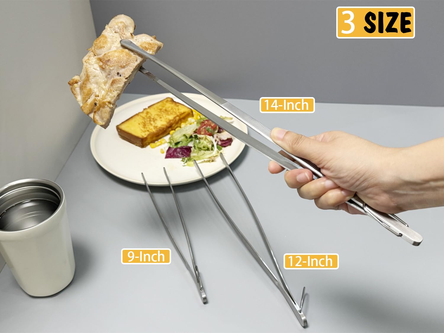 JetKong 14-inch tweezers reach into large pans and grills