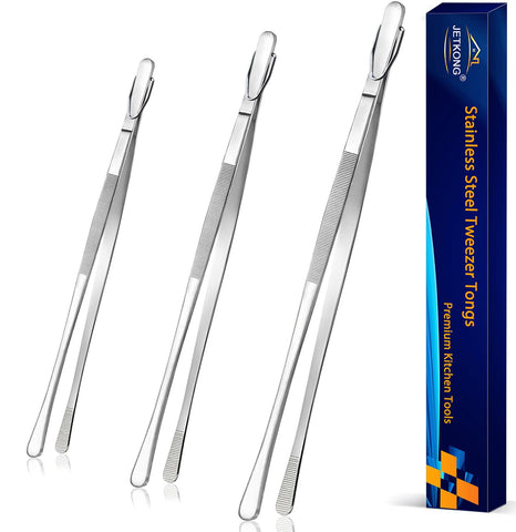 JetKong 3pc extra long tweezers in 9-inch size for precise grilling