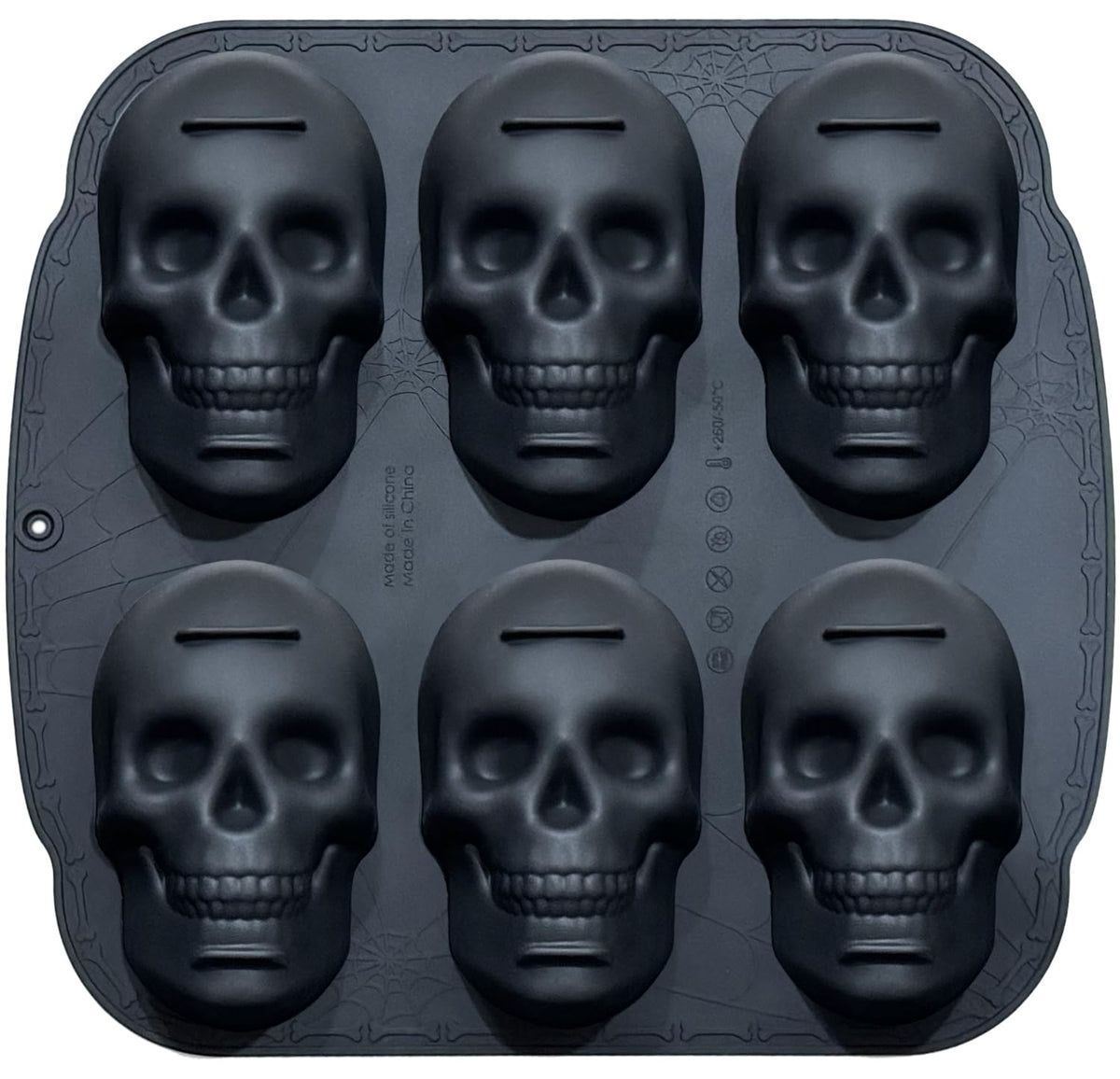 JETKONG 6-cavity skull cakepan offers six cavities for uniform skull desserts.