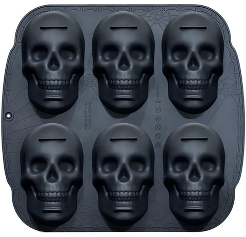 JETKONG 6-cavity skull cakepan offers six cavities for uniform skull desserts.