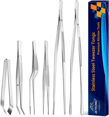 JETKONG 6 Pcs cooking tweezers set ready for precise plating and cooking