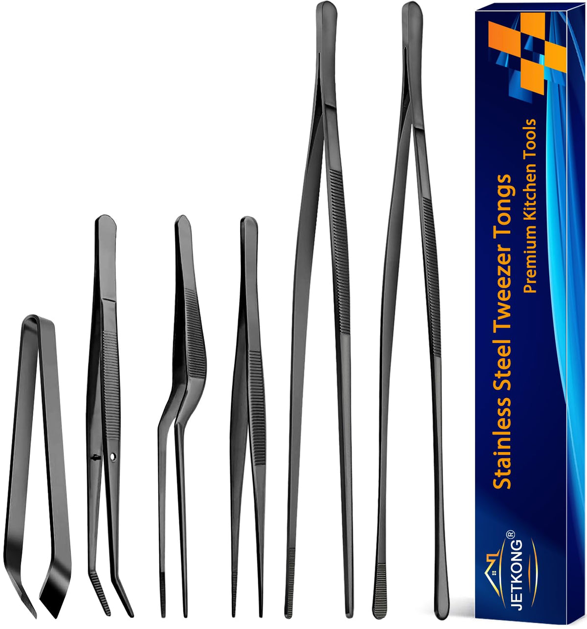 Jetkong 6-piece cooking tweezers set for precise plating and handling