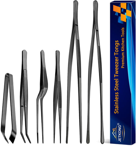 Jetkong 6-piece cooking tweezers set for precise plating and handling