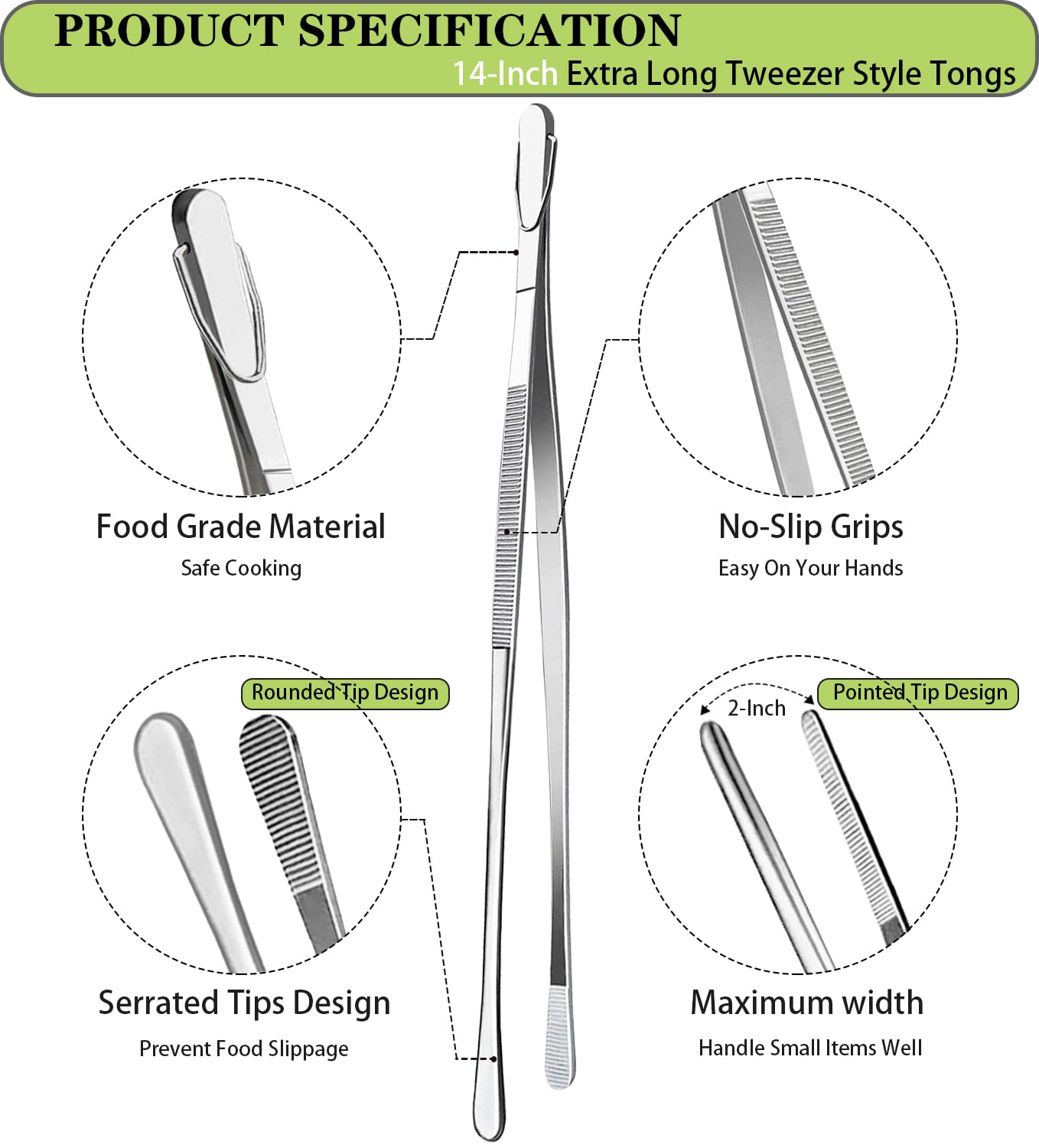 JETKONG extra-long tweezers with ergonomic handle for comfortable gripping.