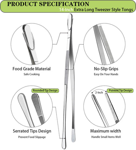 JETKONG extra-long tweezers with ergonomic handle for comfortable gripping.