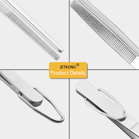 JETKONG 14-inch stainless steel tweezers reach over hot grills for careful flipping