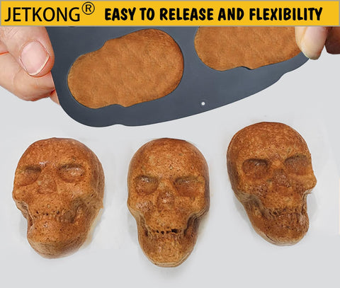 JETKONG full-size skull mold measures 11.4 by 10.6 inches for larger treats.