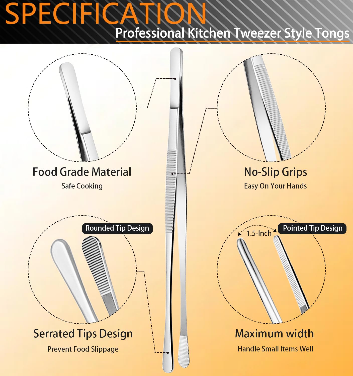 JETKONG long reach 6-3 inch tweezers enable safe handling near heat