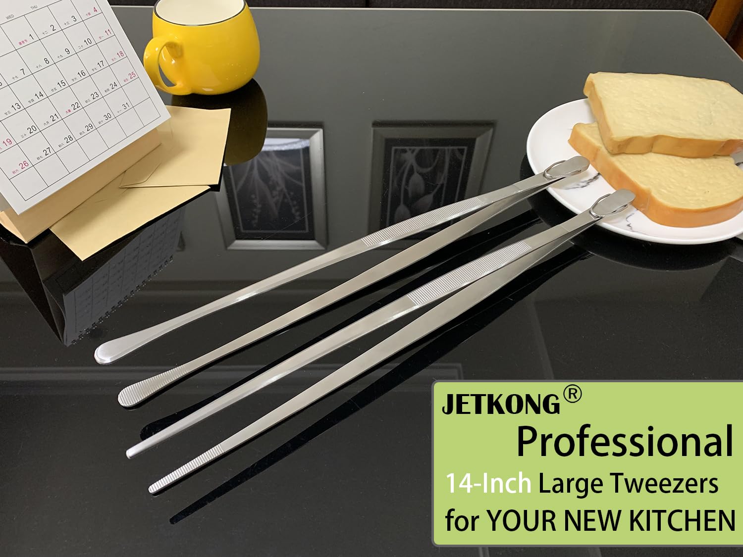JETKONG 14-inch tweezers ideal for restaurant and buffet service.