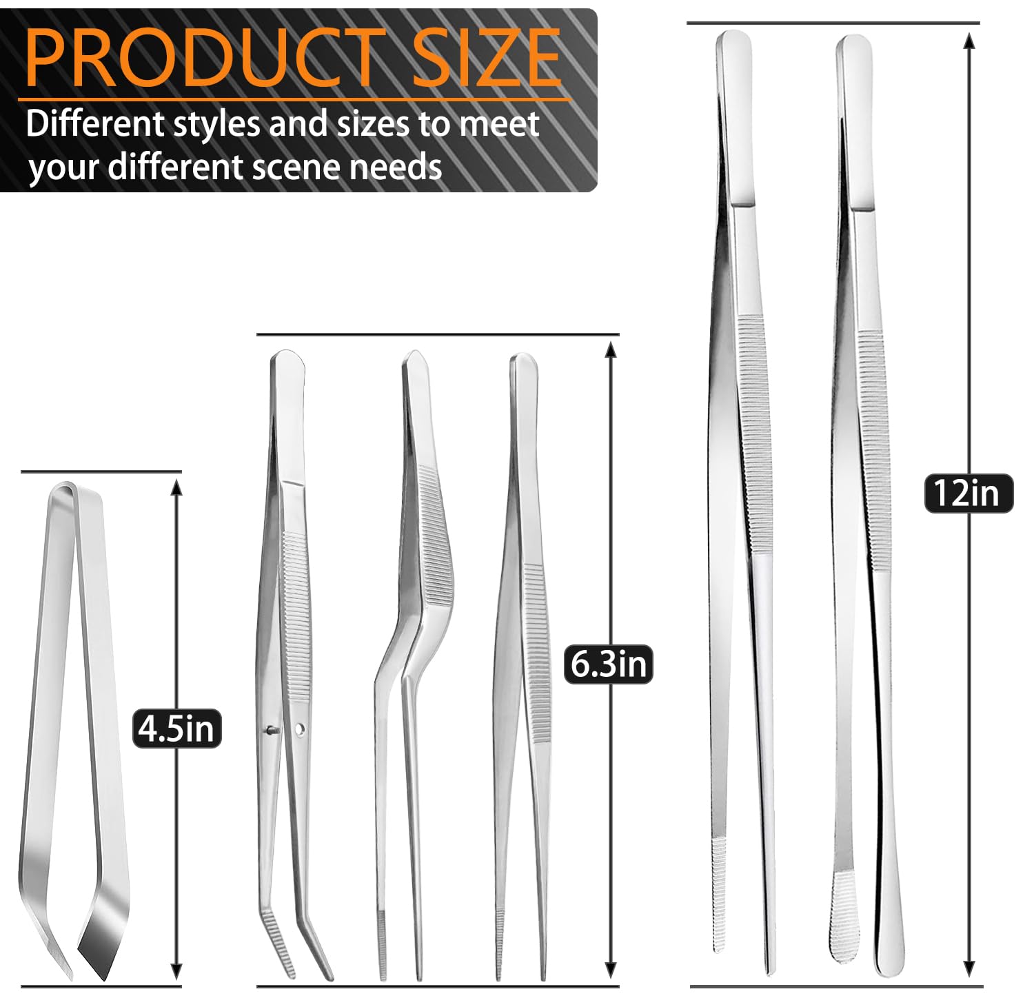 JETKONG stainless steel kitchen tweezers for durable daily use