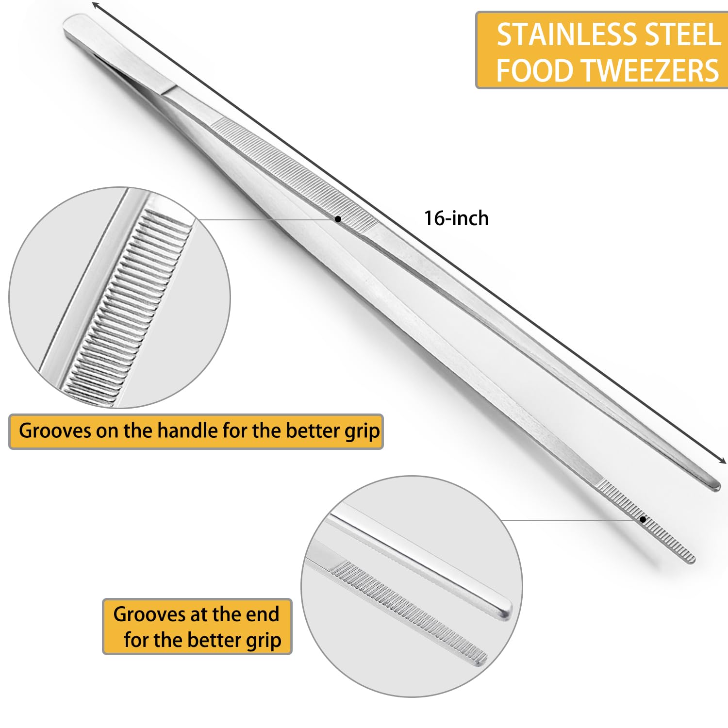 JETKONG stainless steel tweezers designed for grilling with durable, rust-resistant performance.