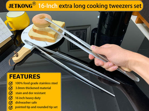 JETKONG tweezers with dual-tip design for precise food gripping