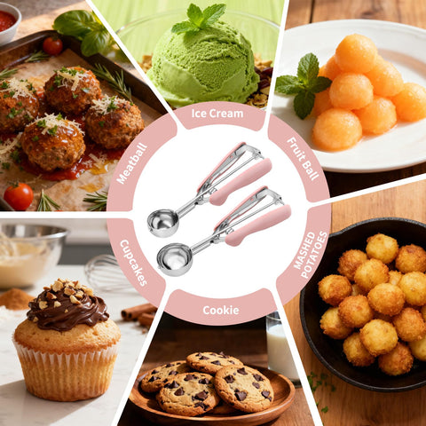 JETONN cookie dough scooper set for even portions across cookies.