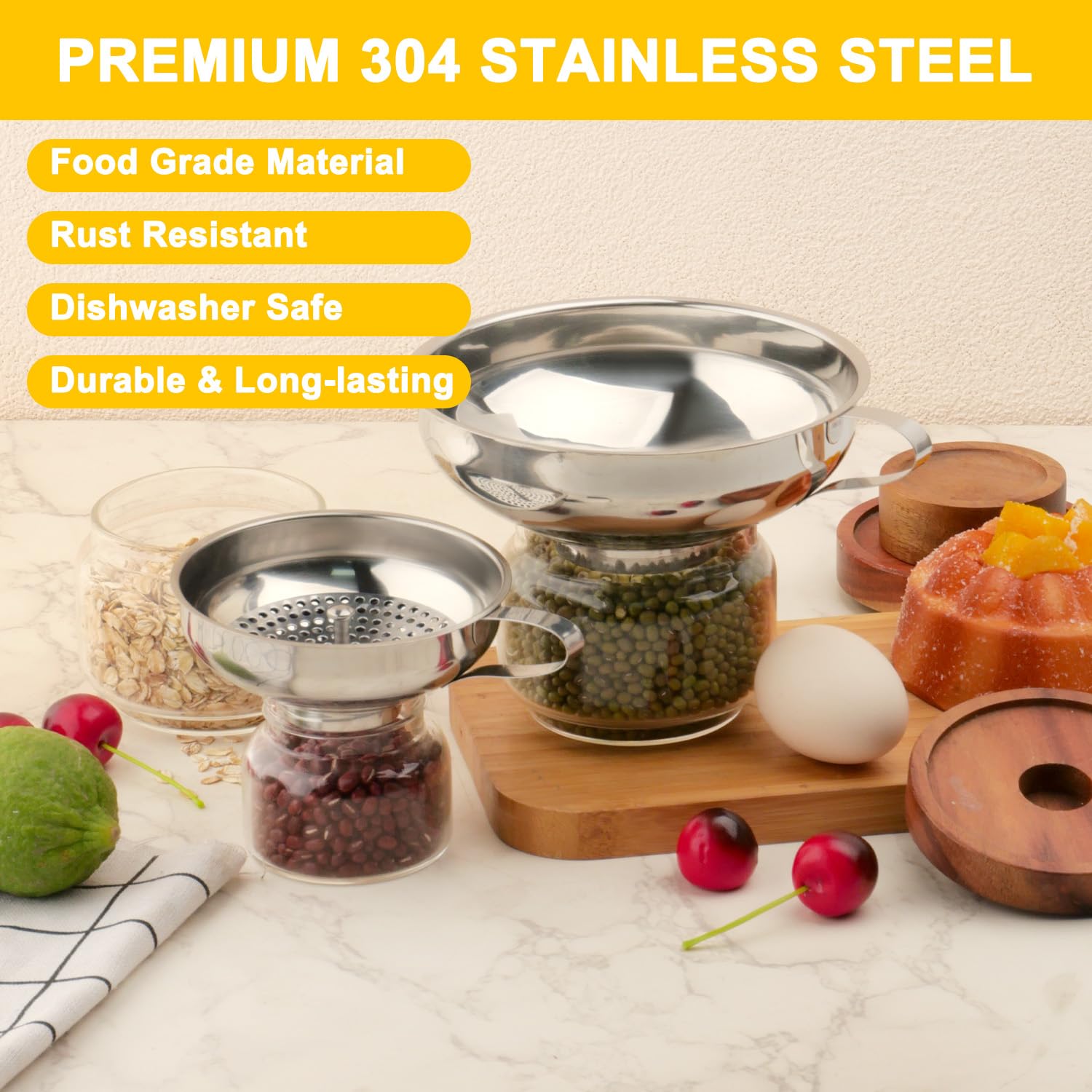 JETONN dishwasher-safe metal funnel for easy cleaning