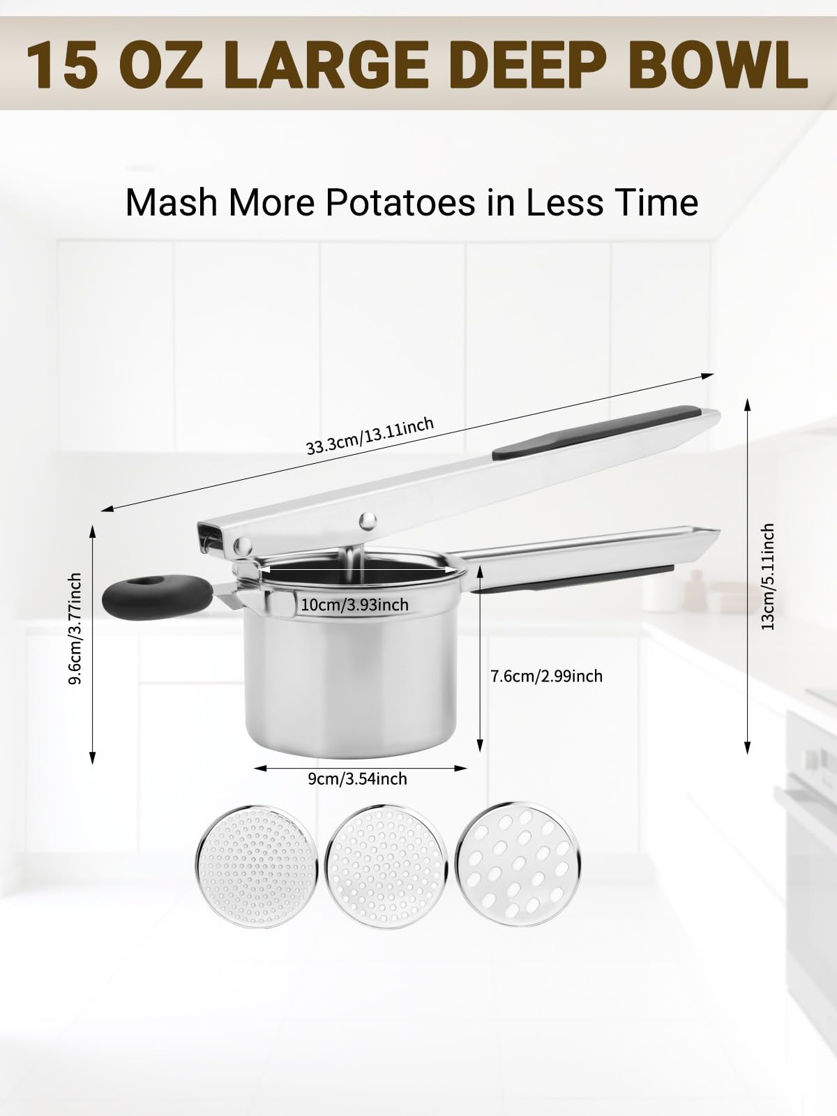 Jetonn potato ricer ergonomic handle for comfortable, fatigue-free mashing.