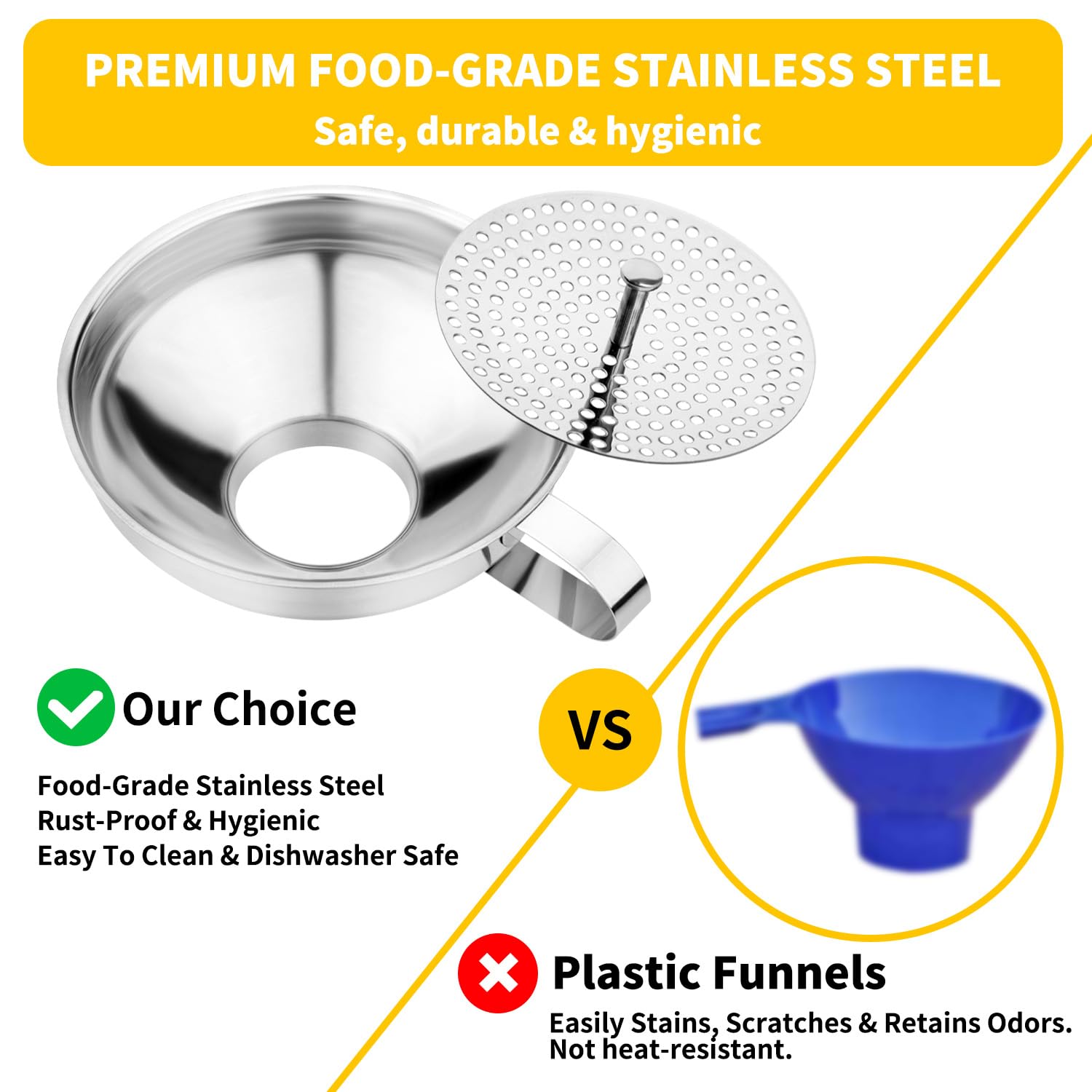 JETONN small stainless steel funnel for standard-mouth jars