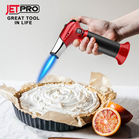 JetPro torch safety lock prevents accidental ignition during handling.