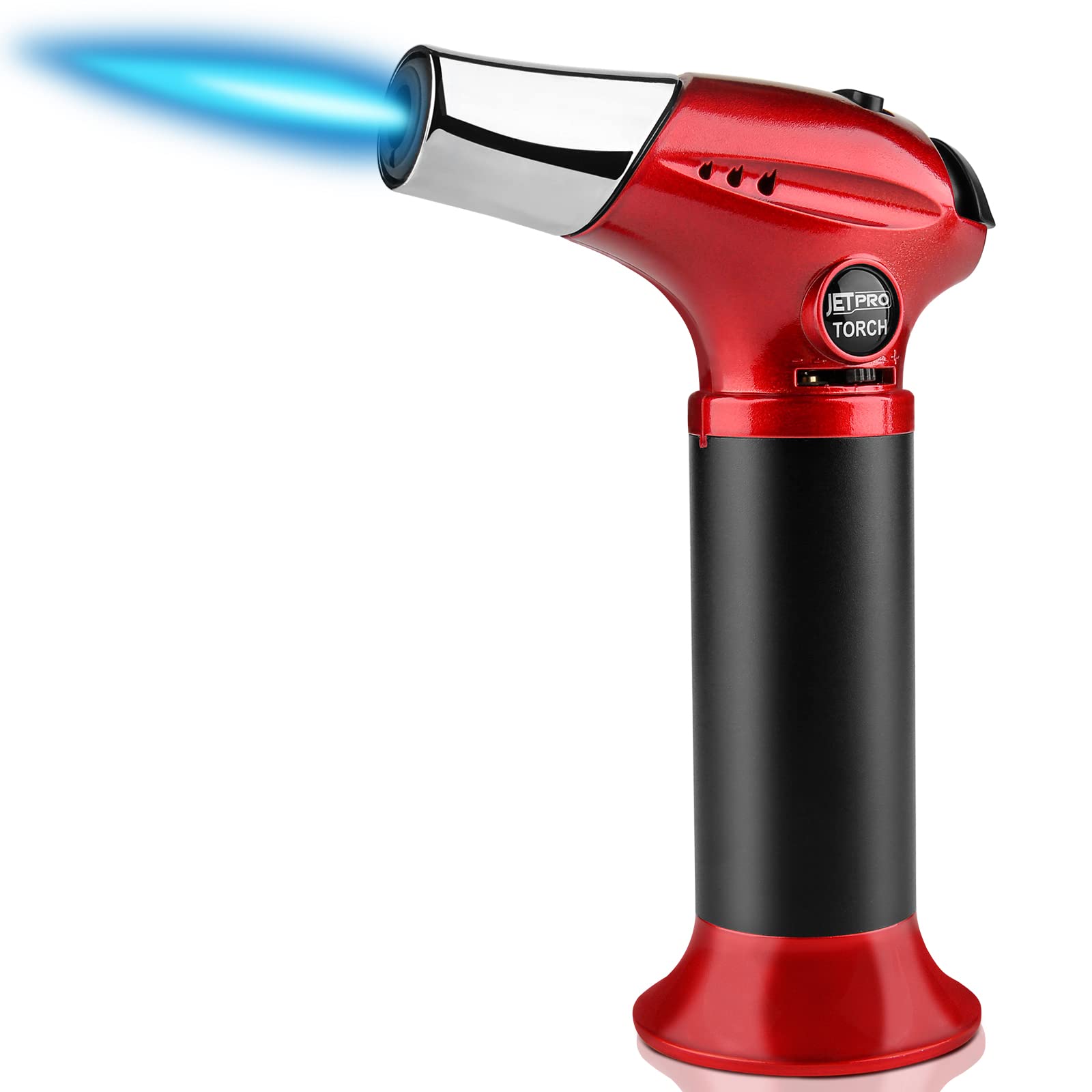 JetPro butane kitchen torch with stable base for safe tabletop use.