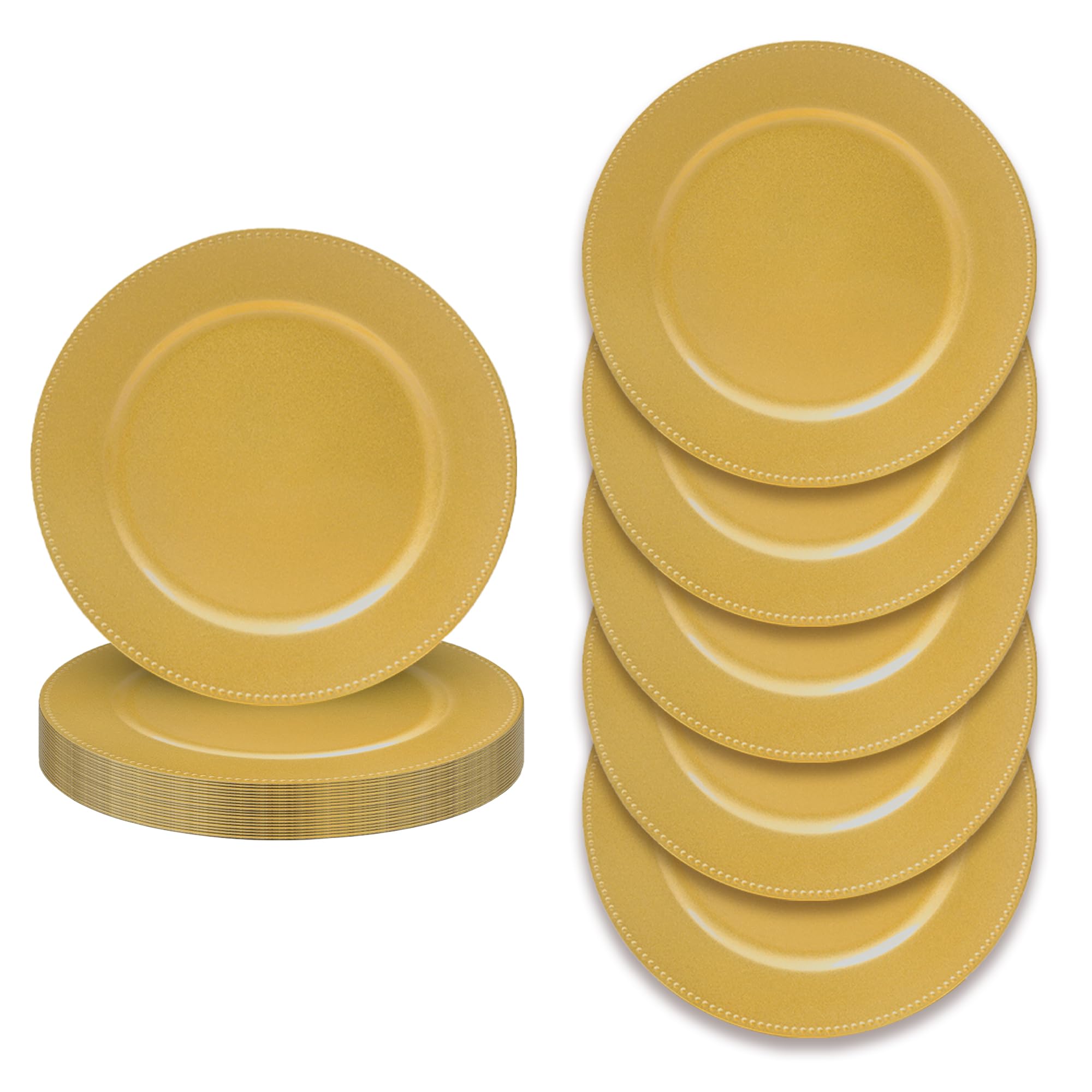 JEVERGN gold beaded charger plate adds elegant edge for upscale table settings.