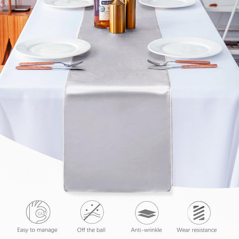 Jevix silver satin runner used as chair decoration in ceremony