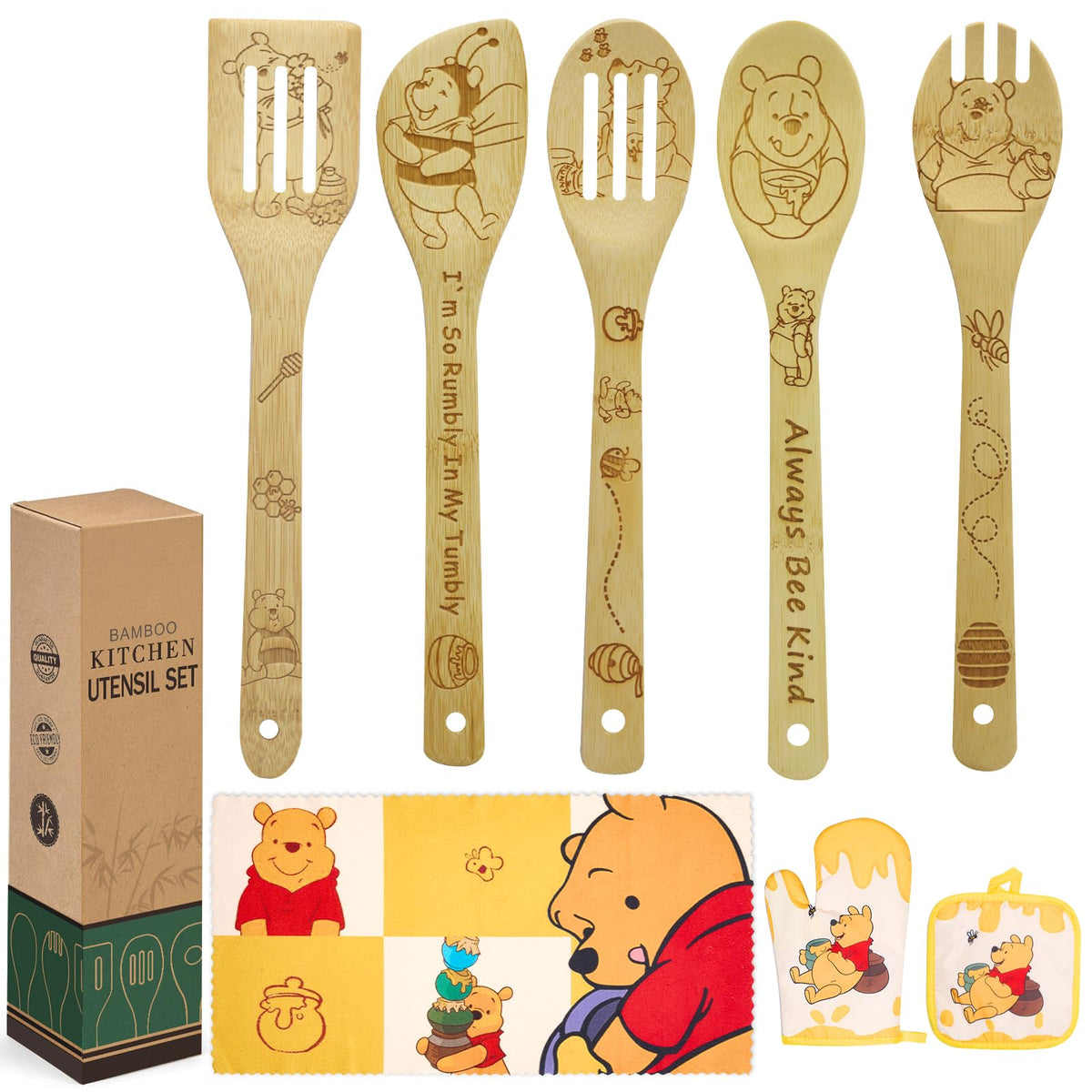 Jewelvwatchro bear-bee wooden spoons for smooth stirring in daily cooking