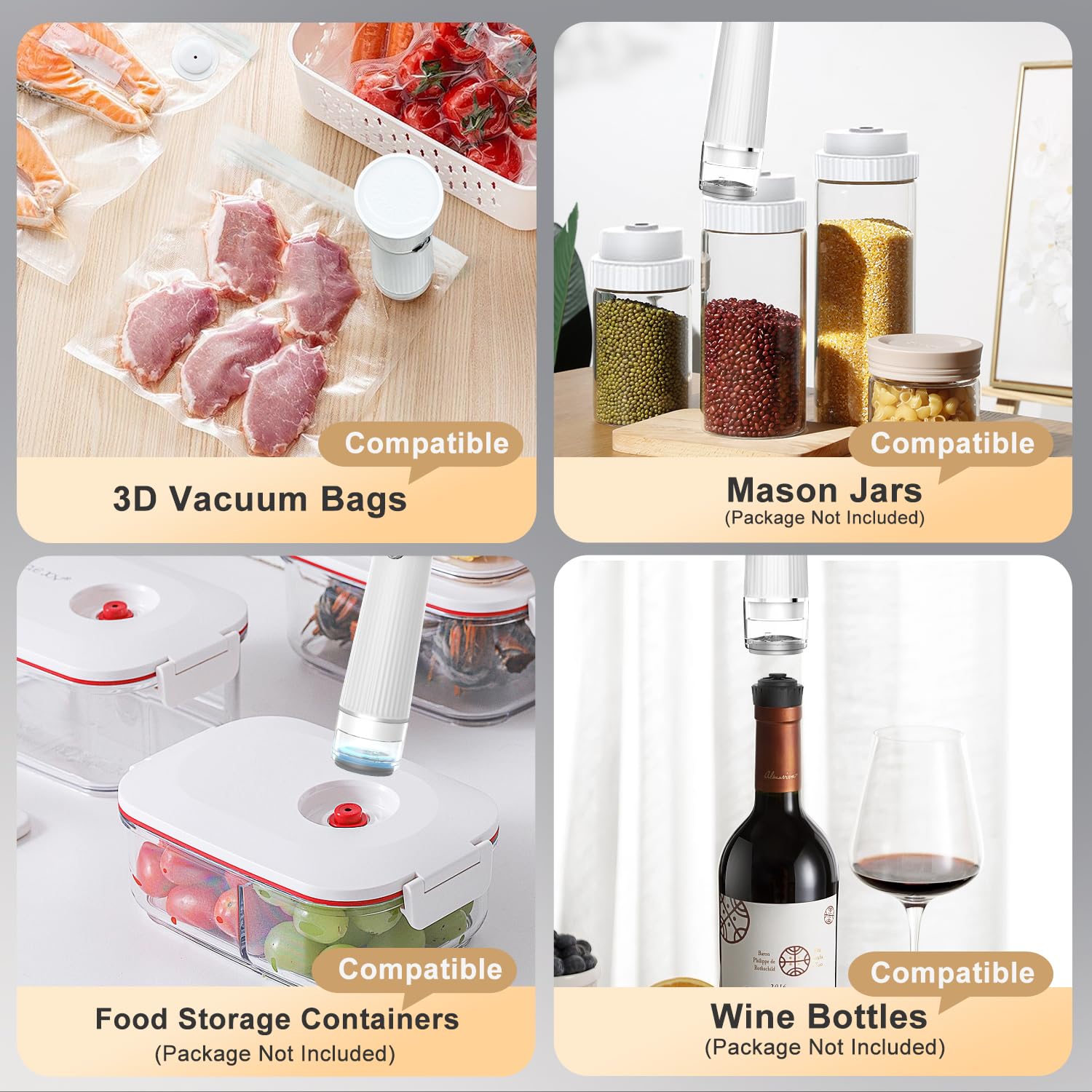 Jexqizy 80KPa suction power delivers a strong seal for preserving freshness