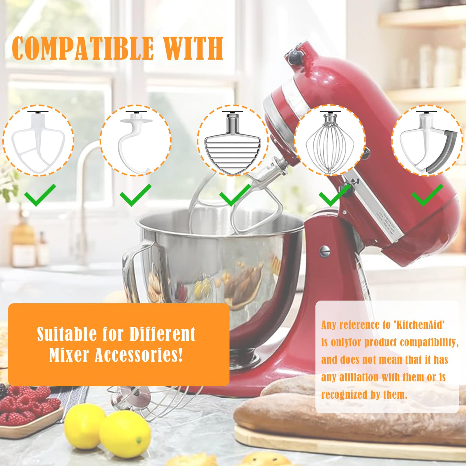 JFGLORIX kitchen aid accessory organizer keeps Flex Edge Beater and other tools grouped.