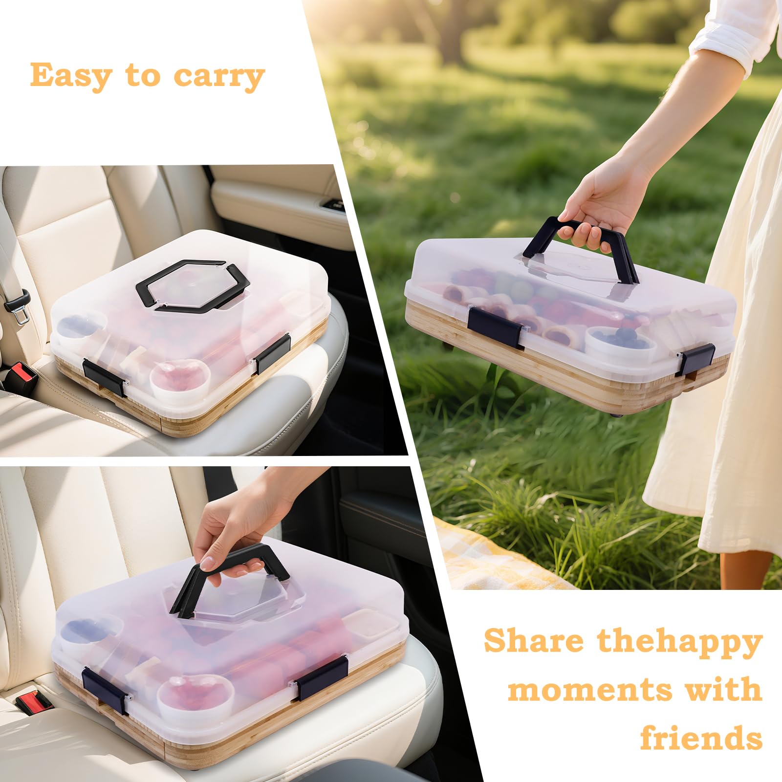 JFIEOEO portable board with lid is ideal for travel and picnics.