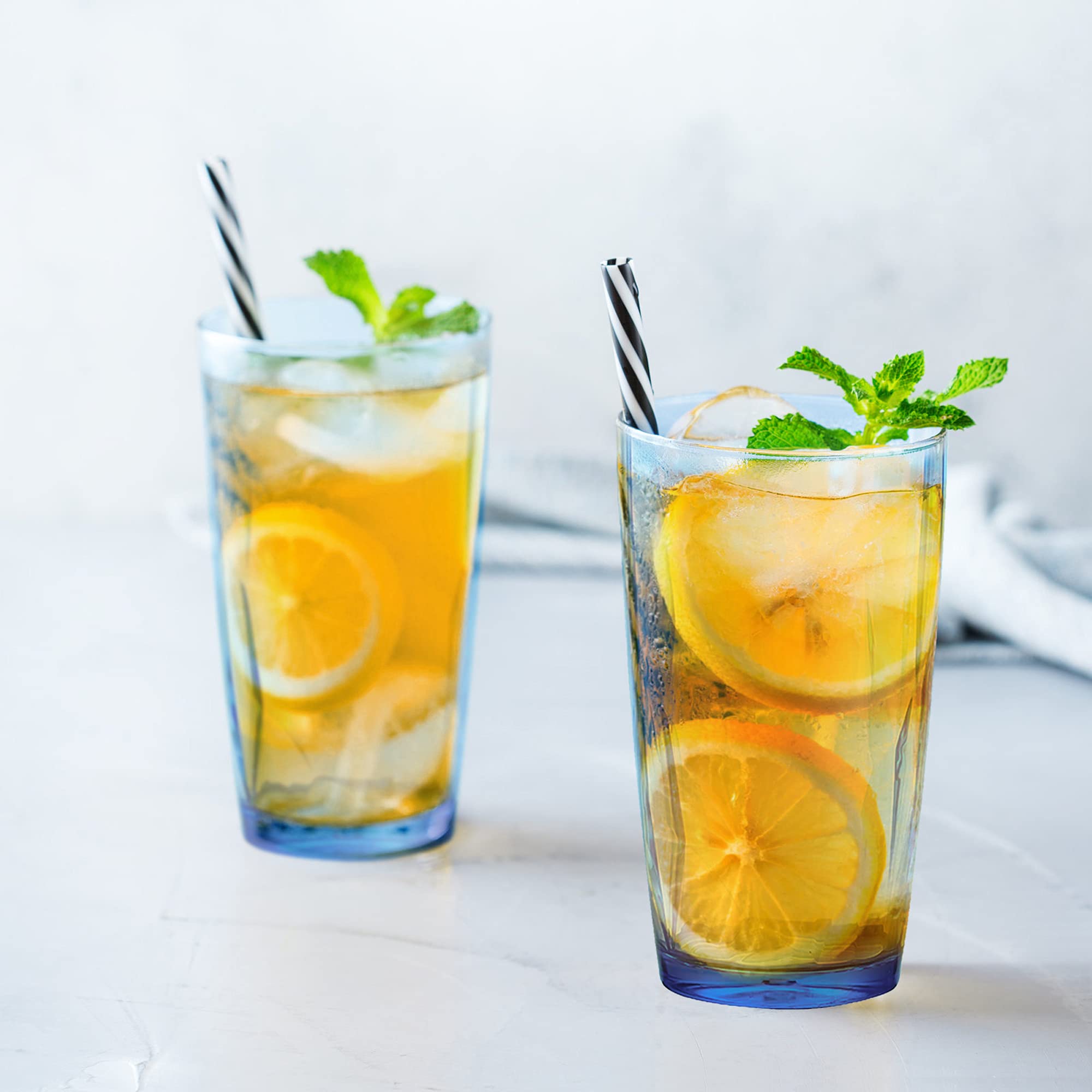JGIRL clear 16oz plastic glasses versatile for drinks.