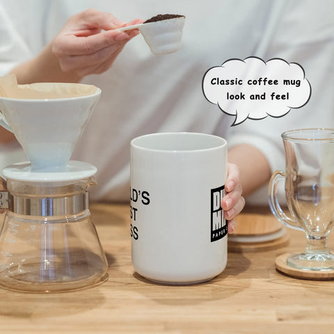 JGTONG Boss mug on desk scene, ideal office desk decor and conversation starter.