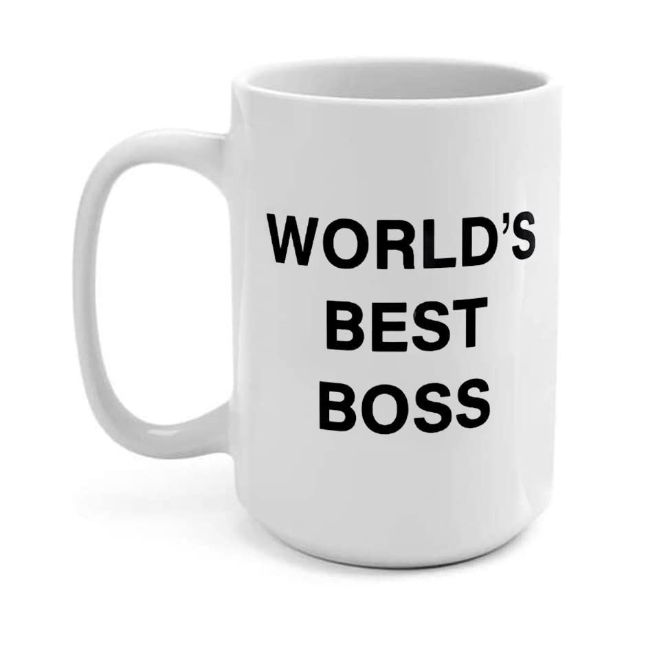 JGTONG World's Best Boss mug front view with bold print for daily coffee.