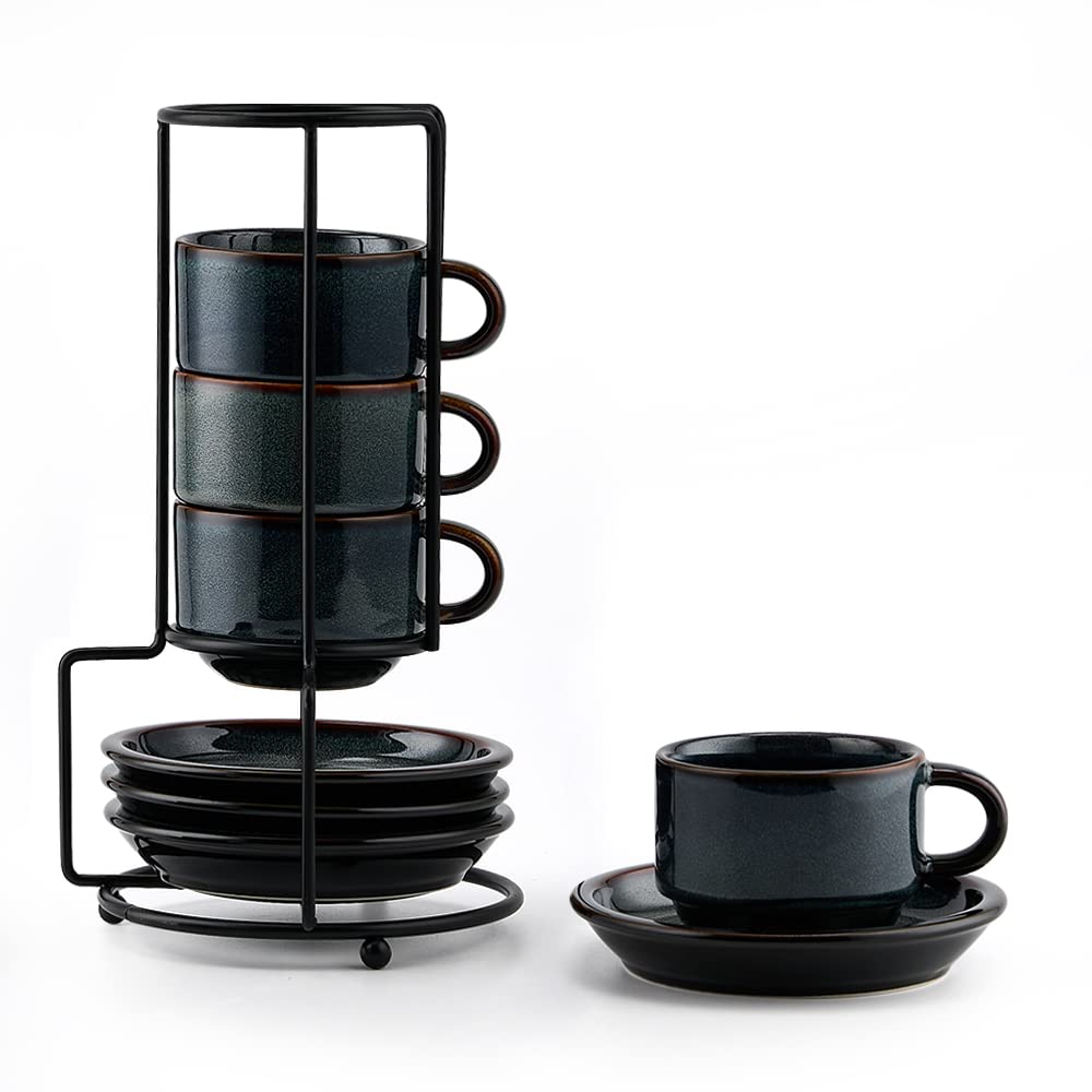 JH JIEMEI HOME porcelain espresso cups with stand for organized service