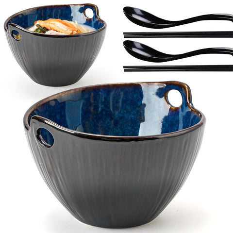 JH JIEMEI HOME ramen bowl 7-inch with chopsticks and spoons for complete meals
