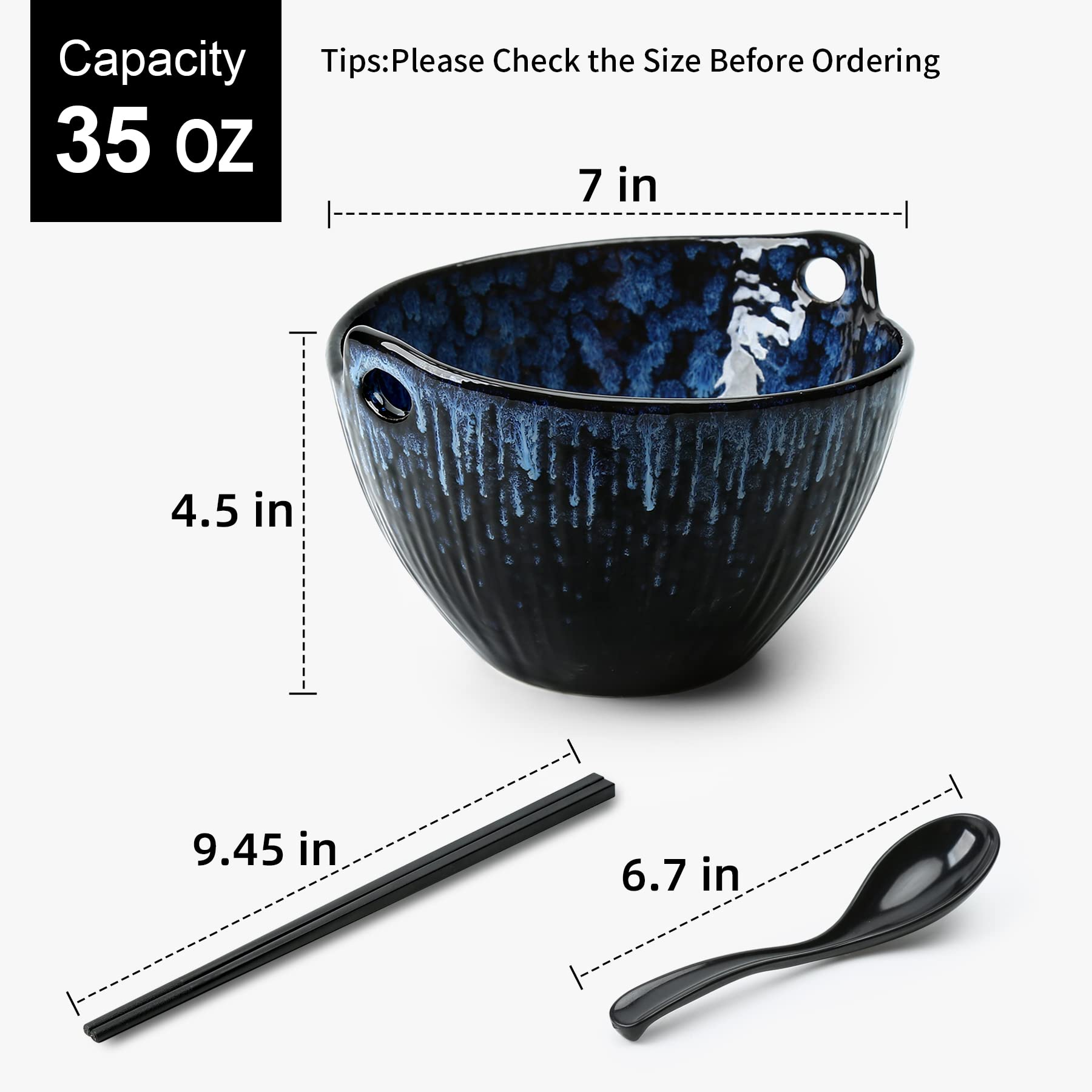 Ramen bowl close-up showing navy reactive glaze texture by JH JIEMEI HOME