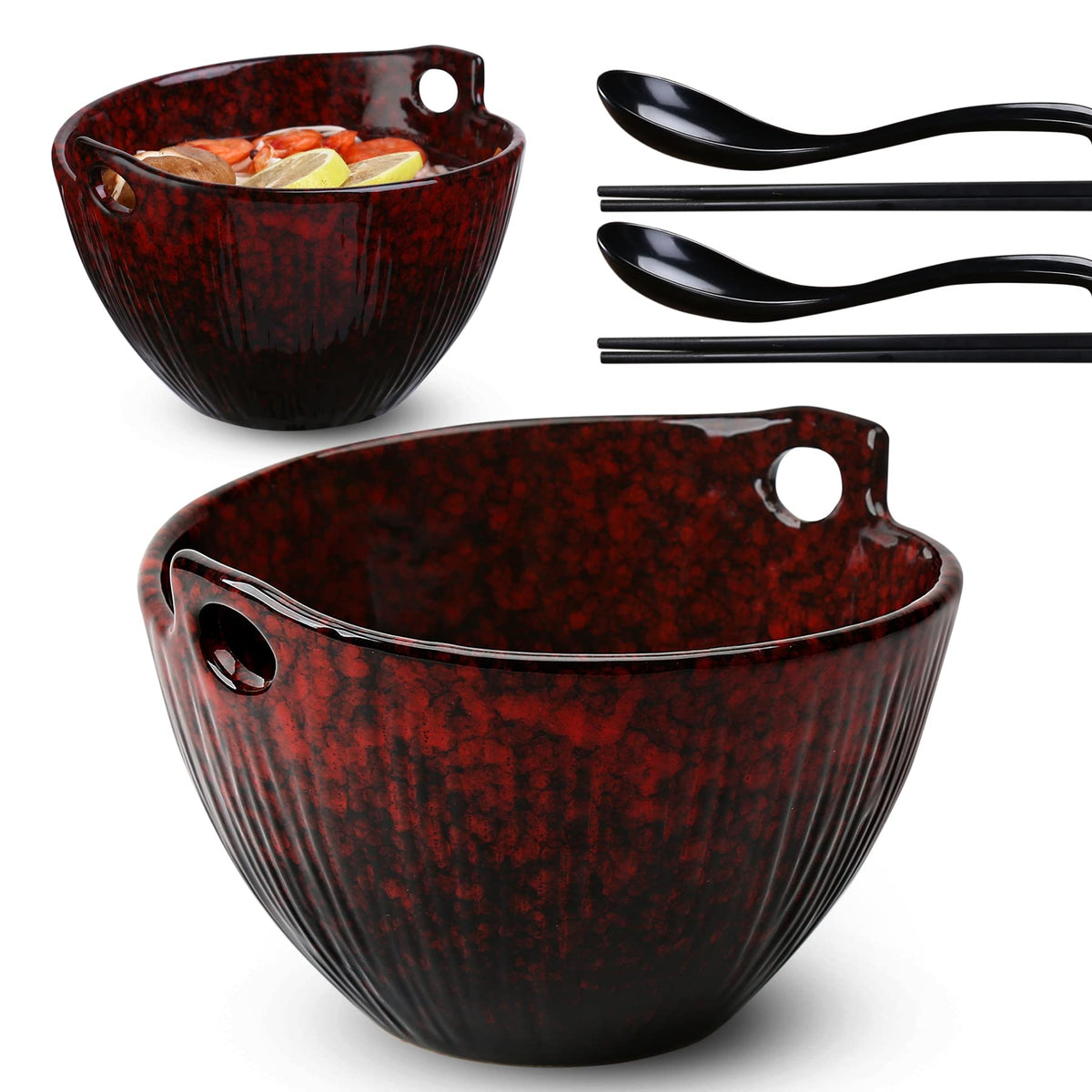 JH JIEMEI HOME ramen bowl with chopsticks and spoons for convenient serving