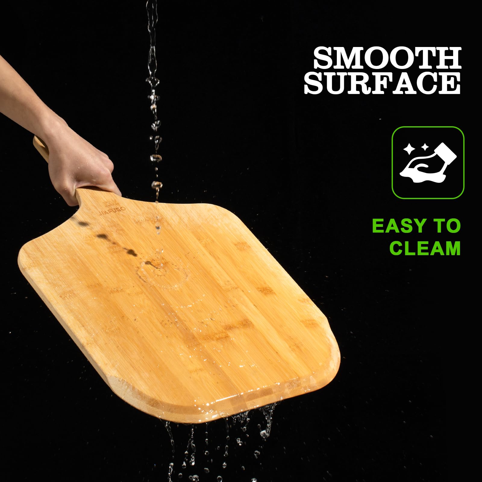 JIAFUEO pizza peel easy to clean with burr-free edges for everyday use.