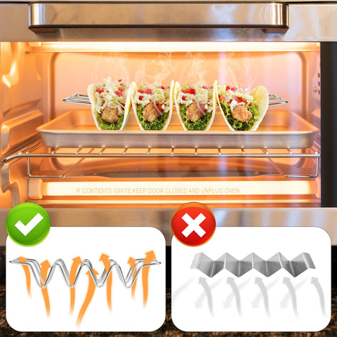 JIBOLAT oven safe taco holders tolerate hot shells in the oven